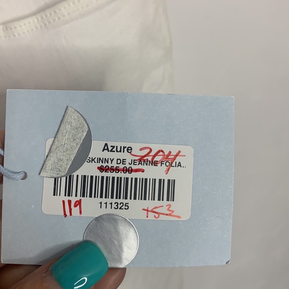 Frame NWT Azure Le Skinny De Jeanne white Skinny Jeans Embroidered leg size 26 - Picture 6 of 10